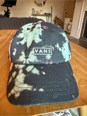 Vans Black Tie-Dye Logo Cap with Mint Accents